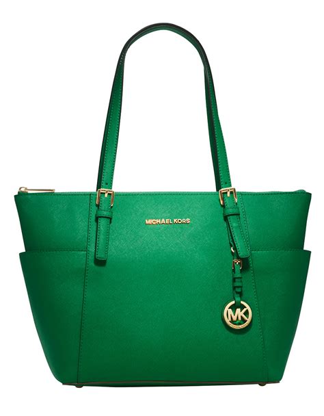 michael kors jet set medium tote green|Michael Kors designer tote jetset.